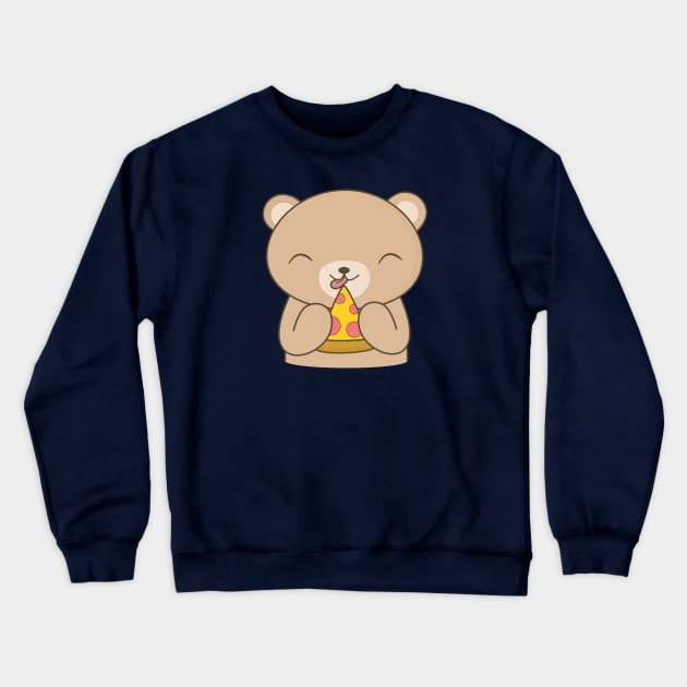 Pizza Loving Cute Bear T-Shirt Crewneck Sweatshirt by happinessinatee